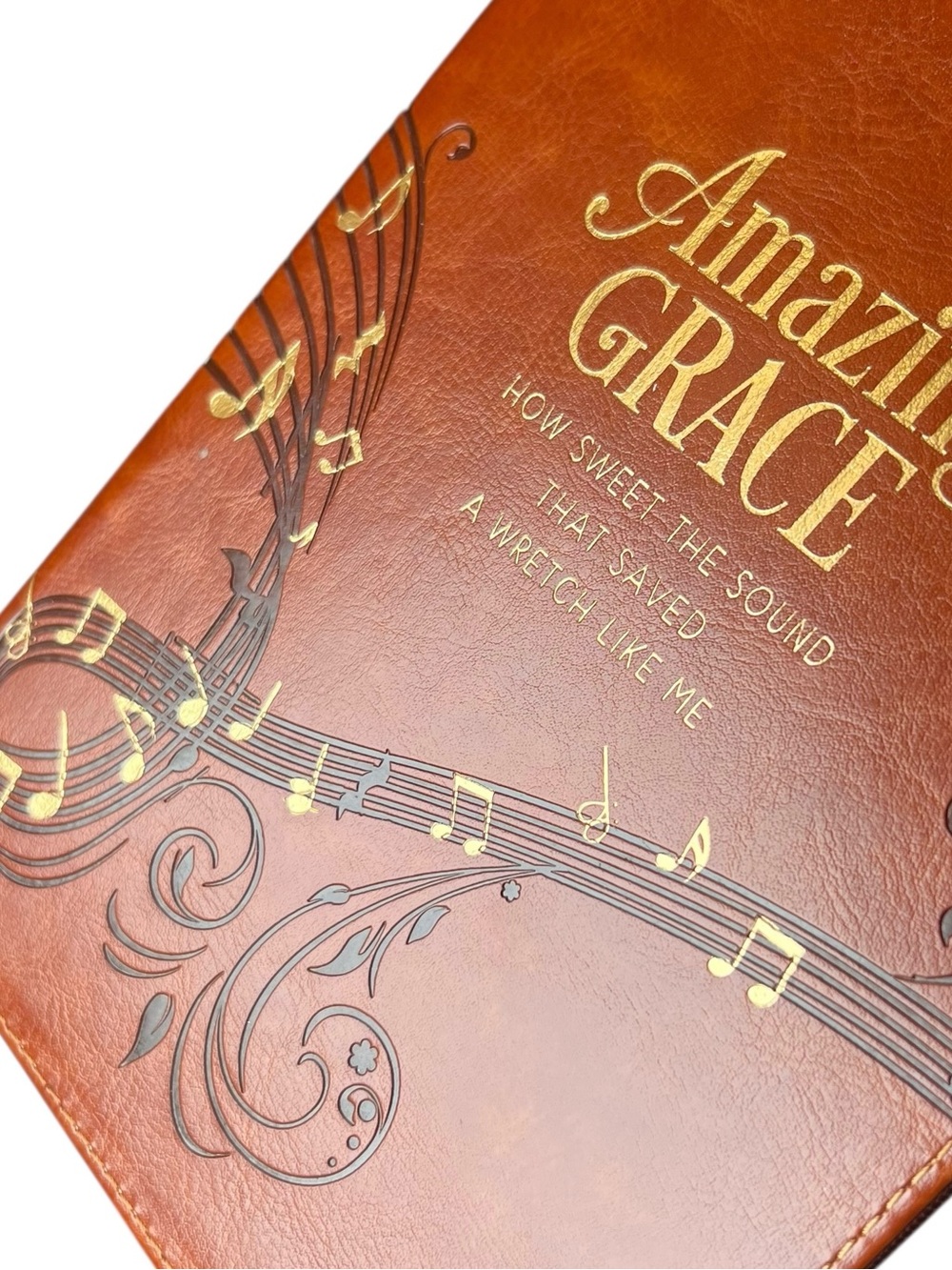 Amazing Grace Zippered Journal - Brown Faux Leather - Picture 3 of 12